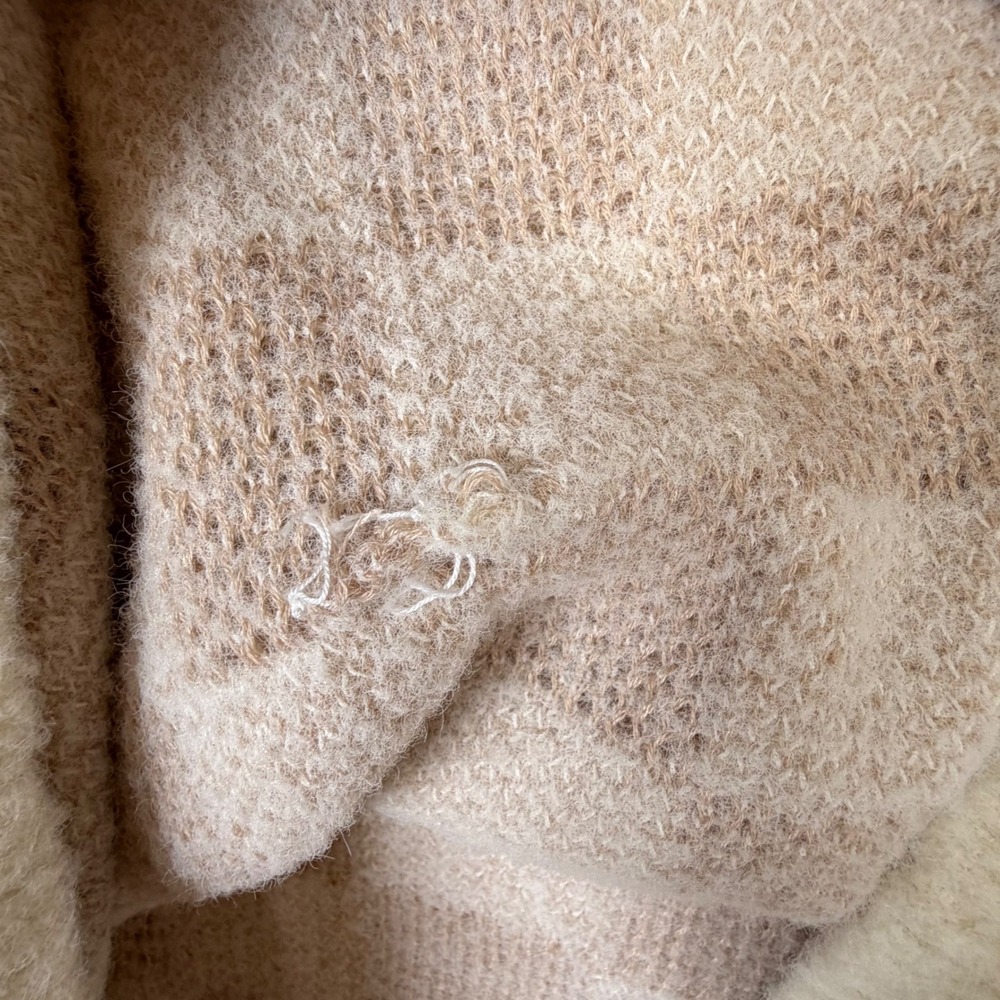 Debut Small Checkerboard Knit Sweater Tan Cream Y2K Indie Skater Pullover - Picture 5 of 7